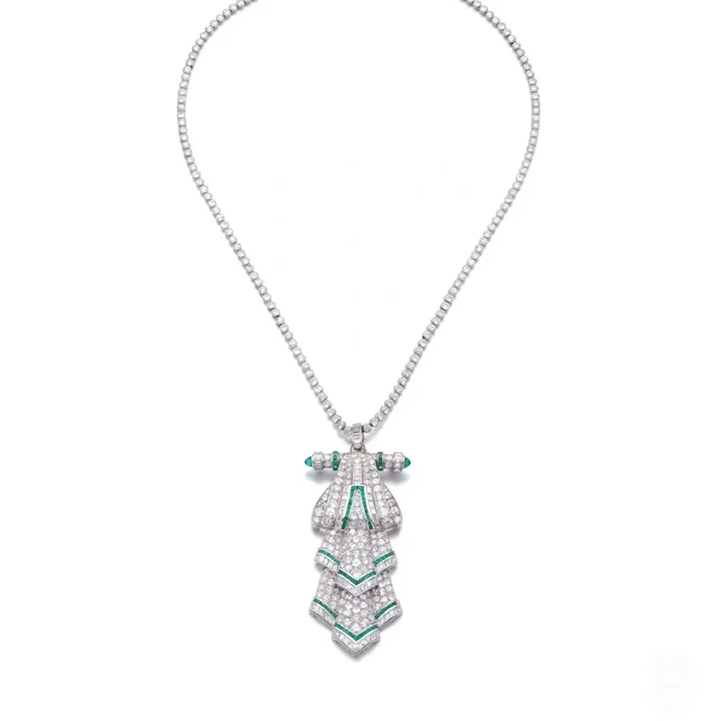 Elegant necklace with a chevron pendant on a white background