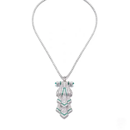 Elegant necklace with a chevron pendant on a white background