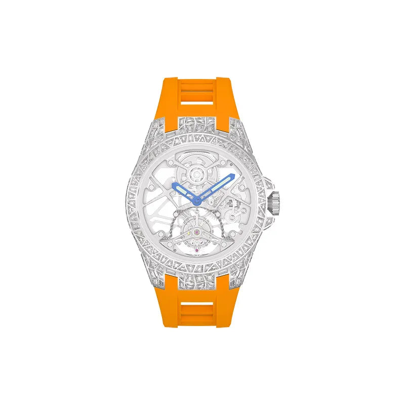 Round hollow tourbillon mechanical movement waterproof men's watch