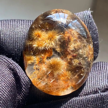 Natural Gold Rutilated Quartz Pendant Sun Flower Rutilated Quartz Flower 22*18*9mm Oval Men Women Brazil AAAAAAA