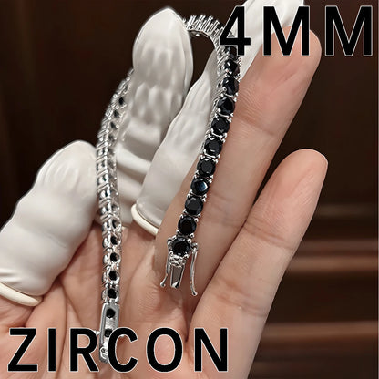 S925 Sterling Silver Black Moissanite Tennis Bracelet Full Paved Iced Out Hip Hop Street Style Unisex Luxury Jewelry Gift