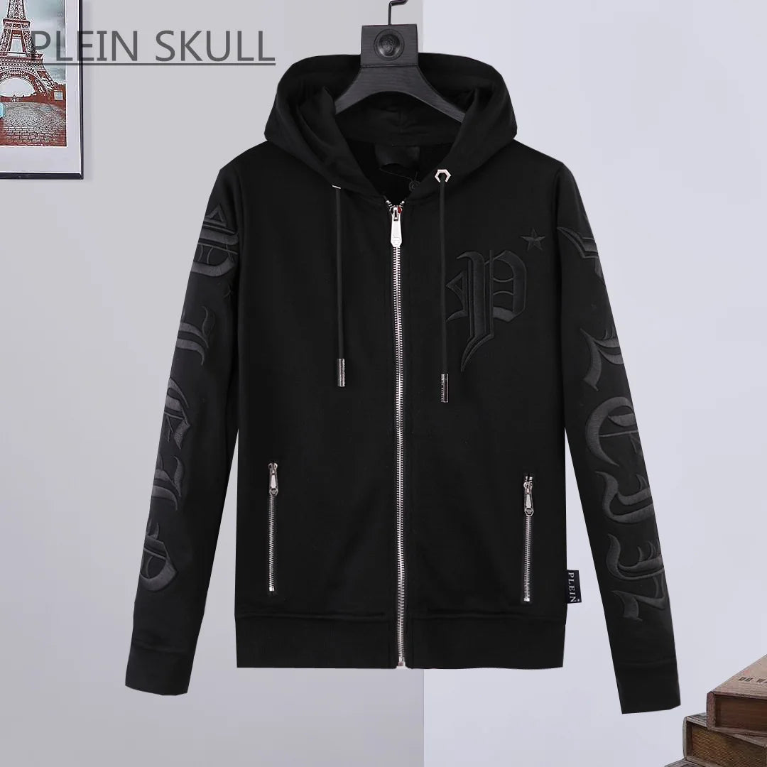 Plein Skull Spring Autumn Versatile Round Neck Hooded Suit Men's Y2K Coat Daily Casual Coat Pants Luxury Brand Suit M-XXXL