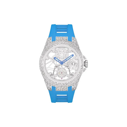 Round hollow tourbillon mechanical movement waterproof men's watch