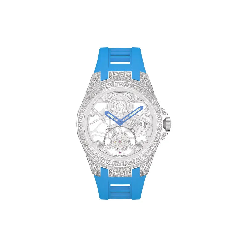 Round hollow tourbillon mechanical movement waterproof men's watch
