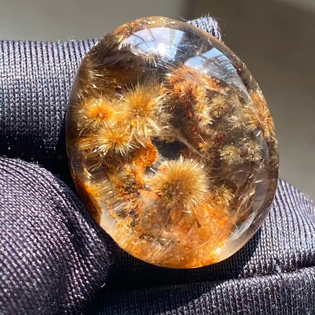 Natural Gold Rutilated Quartz Pendant Sun Flower Rutilated Quartz Flower 22*18*9mm Oval Men Women Brazil AAAAAAA