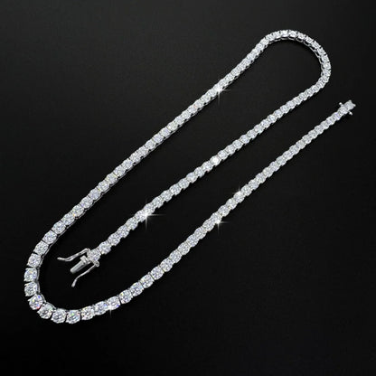 Real Moissanite Tennis Necklace 100% 925 Sterling Silver 2-6mm Luxury with GRA Necklaces for Women Man Wedding Jewelry Nice Gift