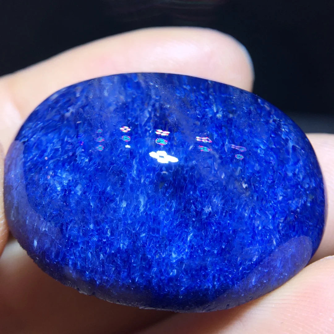 Natural Blue Rutilated Dumortierite Quartz Pendant 30/24/12.1mm Clear Flower Necklace Gold Jewelry AAAAAAA