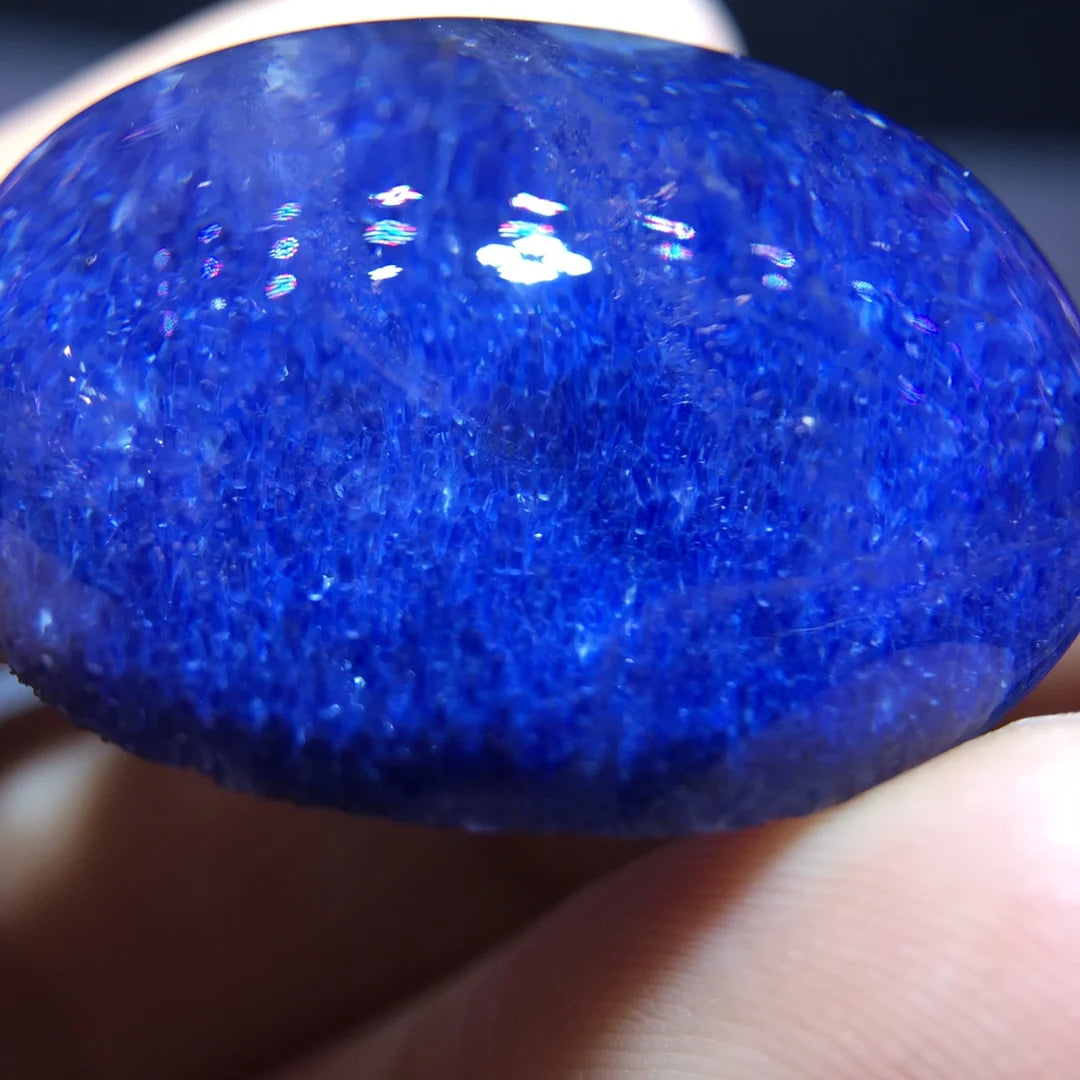 Natural Blue Rutilated Dumortierite Quartz Pendant 30/24/12.1mm Clear Flower Necklace Gold Jewelry AAAAAAA