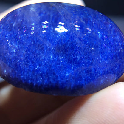 Natural Blue Rutilated Dumortierite Quartz Pendant 30/24/12.1mm Clear Flower Necklace Gold Jewelry AAAAAAA