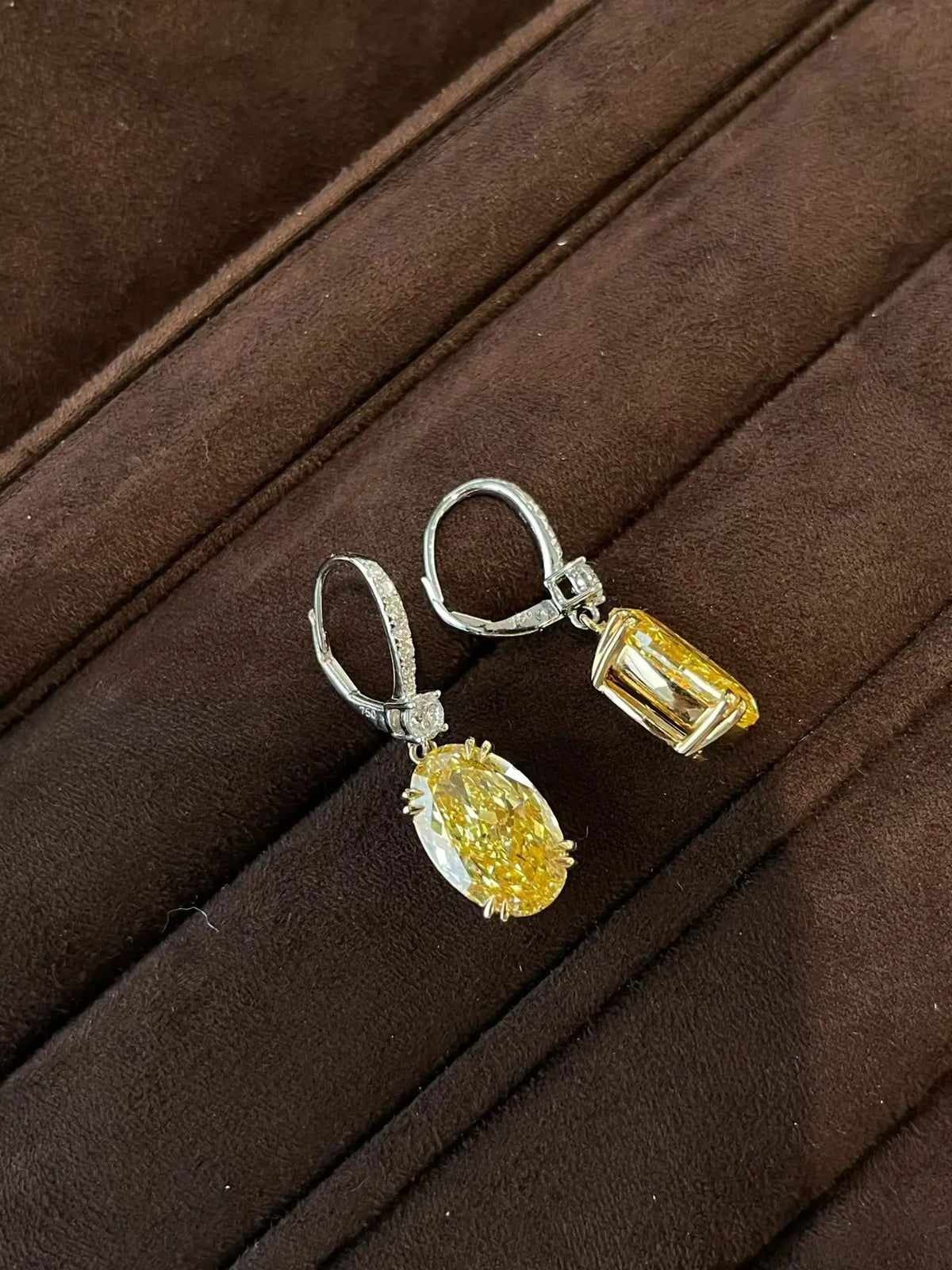 2026 G18K White Gold 12.02ct Lab Grown Yellow Diamonds Female's Drop Dangle Earrings for Women Fine Earrings