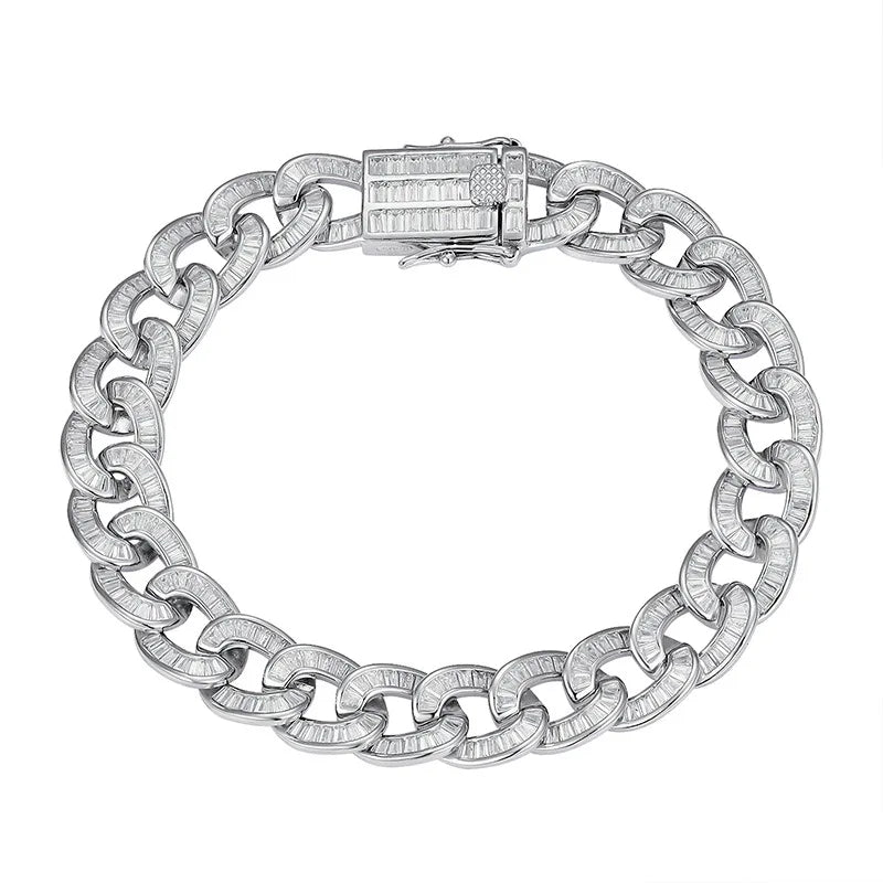 Silver chain bracelet with a clasp on a white background