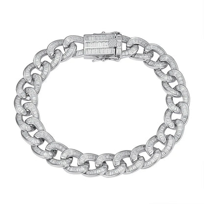 Silver chain bracelet with a clasp on a white background