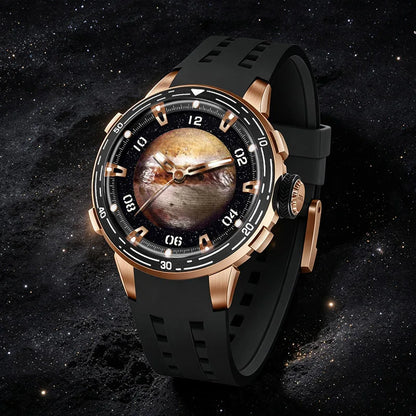 PINDU Design Watches Planet Series Miyota 8215 Mechanical Watch Men's Luminous Waterproof Curved Mirror Pointer Silicone Strap
