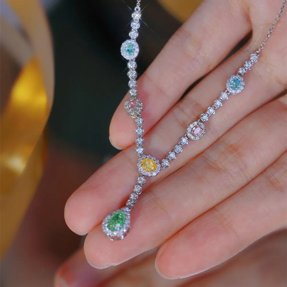 Vexaro 18K Gold Y-Design Natural Diamond Necklace