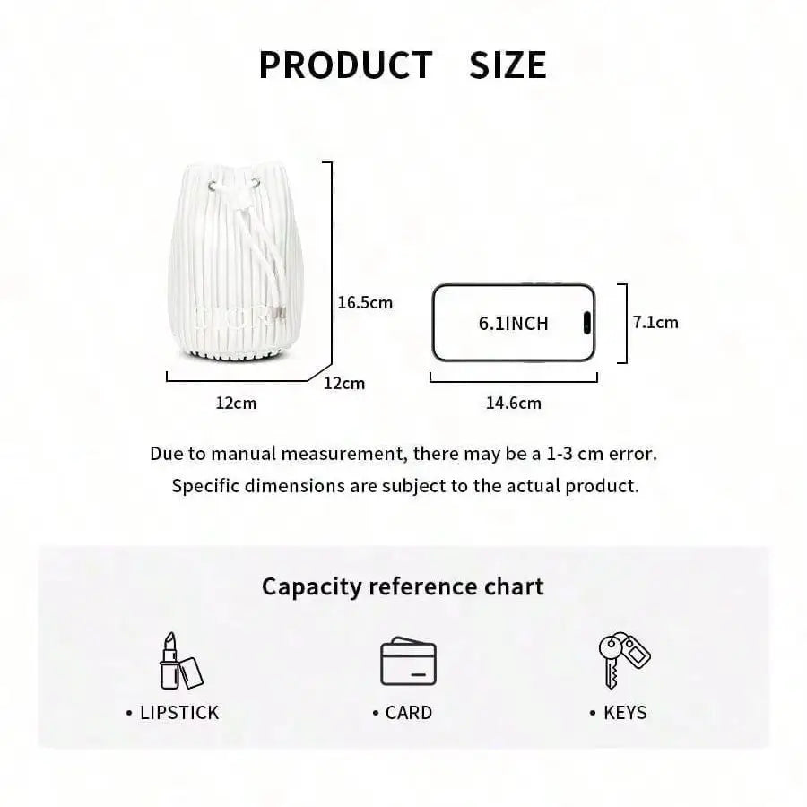 Product size and capacity reference chart showing a small white cylindrical container with dimensions labeled 12 cm by 16.5 cm, alongside a 6.