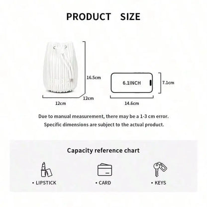Product size and capacity reference chart showing a small white cylindrical container with dimensions labeled 12 cm by 16.5 cm, alongside a 6.