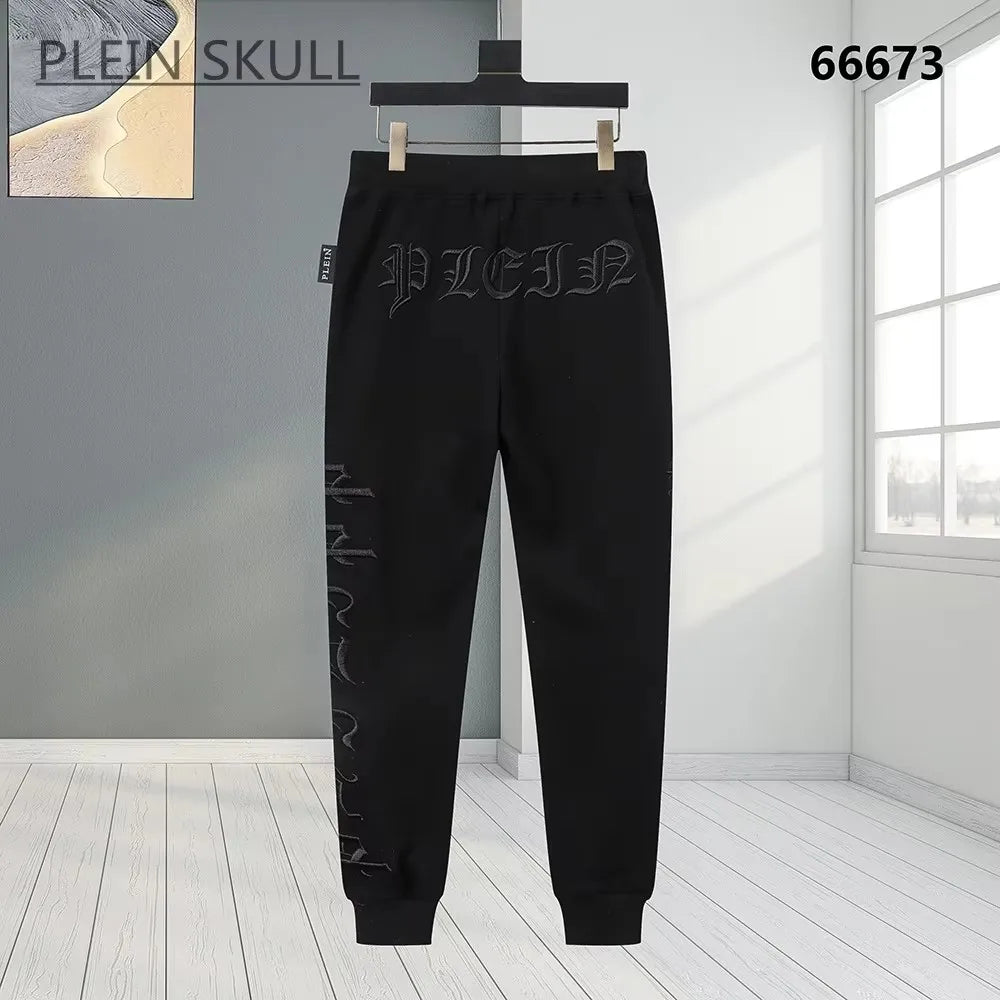 Plein Skull Men's Zipper Stand up Collar Sports Set Gothic Jacket Running Pants 2-piece Set Streetwear Autumn/Winter Daily Party