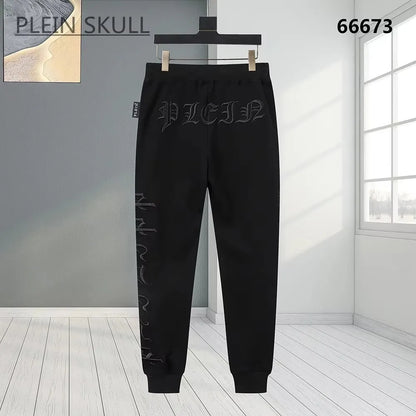 Plein Skull Men's Zipper Stand up Collar Sports Set Gothic Jacket Running Pants 2-piece Set Streetwear Autumn/Winter Daily Party