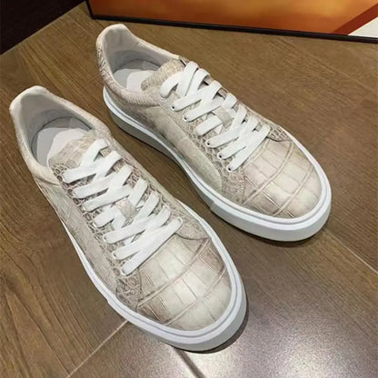2026 new arrival Fashion Crocodile Skin causal shoes men,male Genuine leather Sneakers pdd675