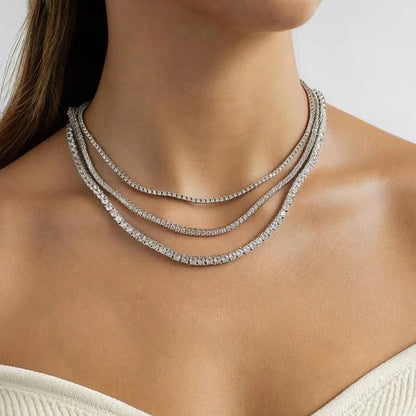 MooSuun 3/4/5mm Moissanite Tennis Necklace for Women Men Sparkling Lab Diamond S925 Sterling Silver Luxury Fine Jewelry