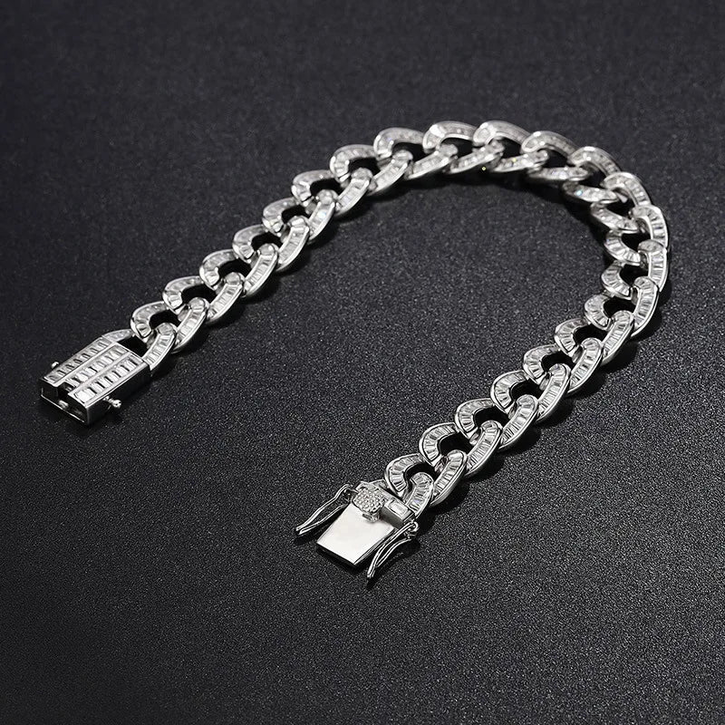 Silver chain bracelet on a black background