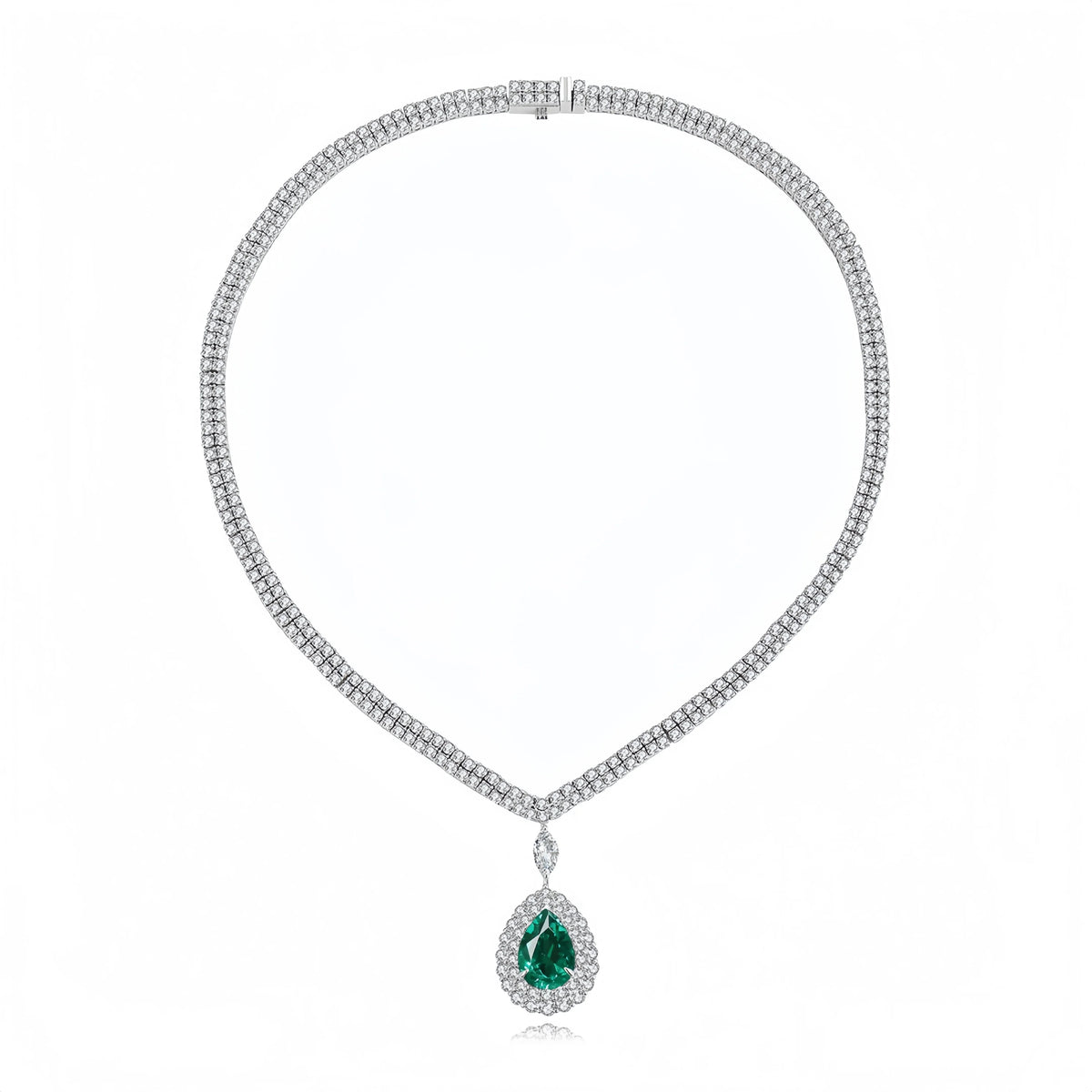 Vexaro Lab Ruby Emerald Sapphire Necklace 925 Silver | Vexaro