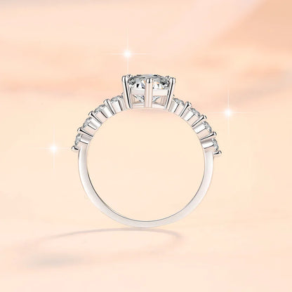Reinforced prong structure locks 5ct moissanite for women’s six-prong pear ring within scratch-resistant PT950 platinum shell