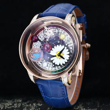Customized limited edition celestial tourbillon watch,mechanical full disc rotatable watch,dual movement,small ugly orange watch