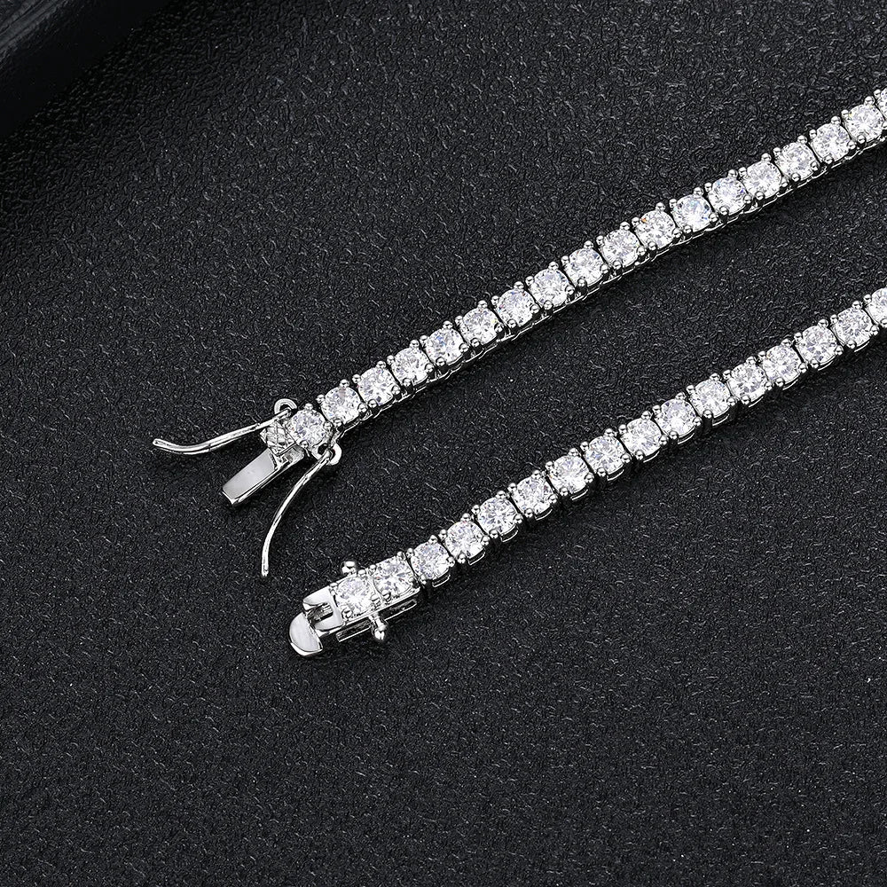 Real Moissanite Tennis Necklace 100% 925 Sterling Silver 2-6mm Luxury with GRA Necklaces for Women Man Wedding Jewelry Nice Gift