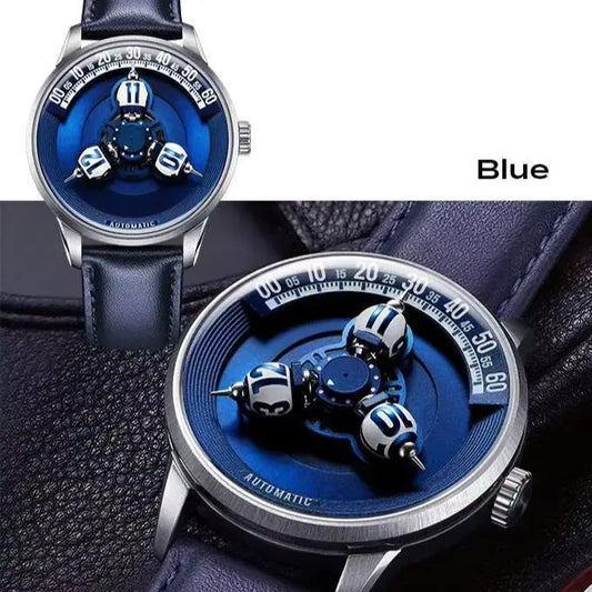 Vortichron 41mm Luxury Men Mechanical Watch Miyota 8215 Movement Spherical Star-Patterned Dial Luminous Sapphire 50M Waterproof