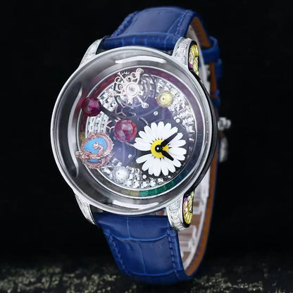 Customized limited edition celestial tourbillon watch,mechanical full disc rotatable watch,dual movement,small ugly orange watch