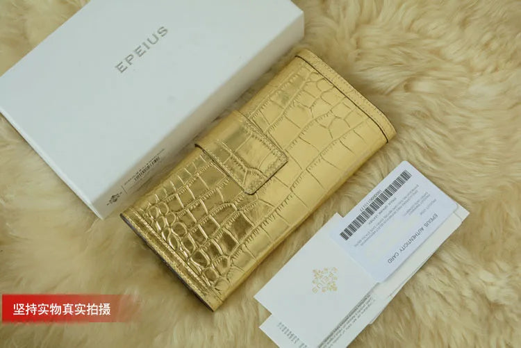 2024 New Designer Cow Leather Gold Women Long Wallet Fashion Genuine Leather Lady Purse High Grade Large Capacity Money Bag 45