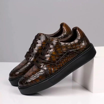 Men's Crocodile Skin Leather Sneakers | Vexaro