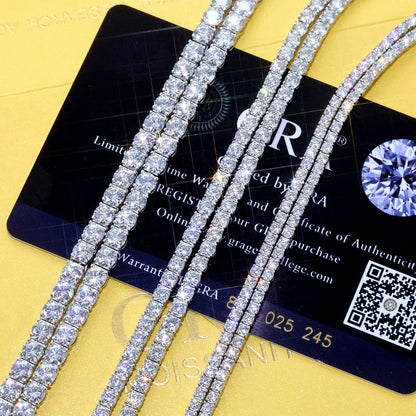 MooSuun 3/4/5mm Moissanite Tennis Necklace for Women Men Sparkling Lab Diamond S925 Sterling Silver Luxury Fine Jewelry