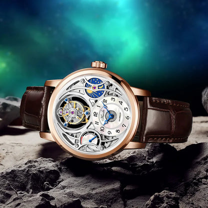 Tourbillon Moon Phase Skeleton Sapphire Watch | Vexaro