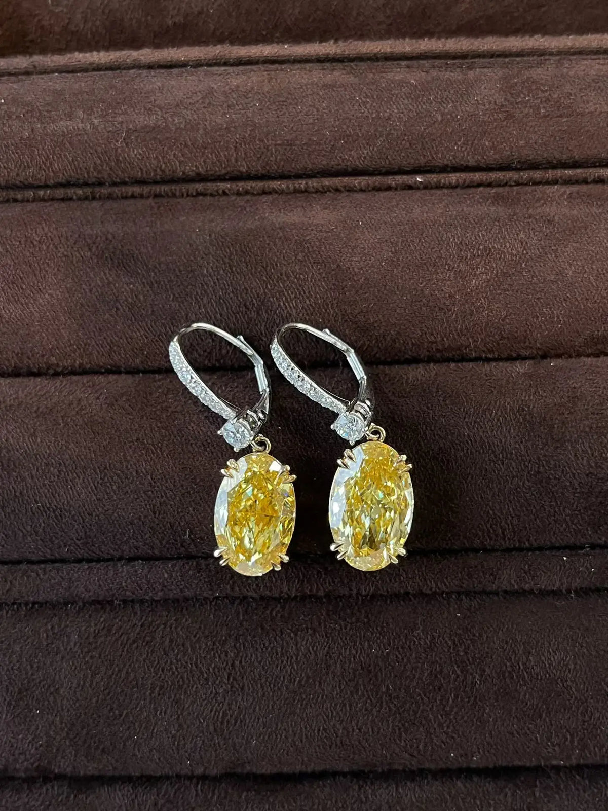 2026 G18K White Gold 12.02ct Lab Grown Yellow Diamonds Female's Drop Dangle Earrings for Women Fine Earrings