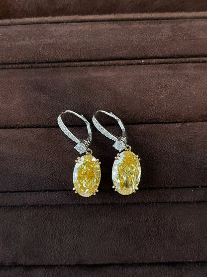 2026 G18K White Gold 12.02ct Lab Grown Yellow Diamonds Female's Drop Dangle Earrings for Women Fine Earrings