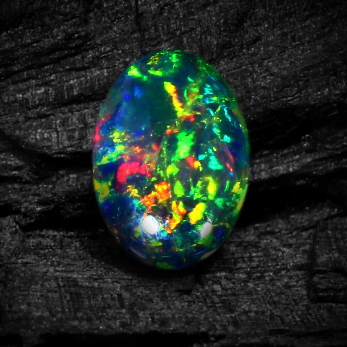 Natural Black Fire Opal Oval Shape Cabochon Smooth Polished Surface Loose Gemstones Multiple Sizes For Jewelry Making