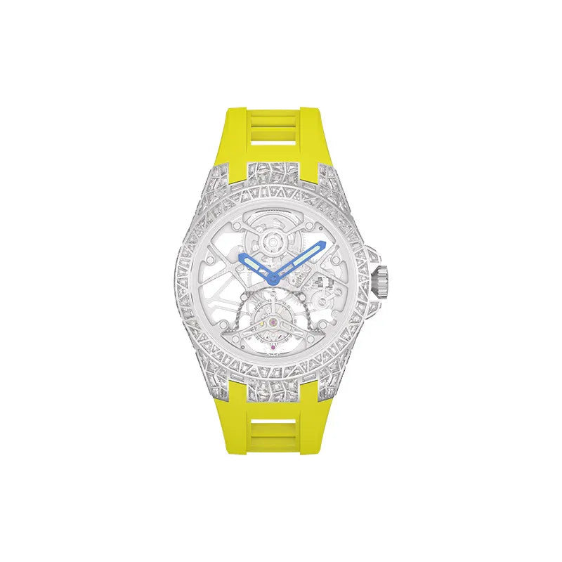 Round hollow tourbillon mechanical movement waterproof men's watch
