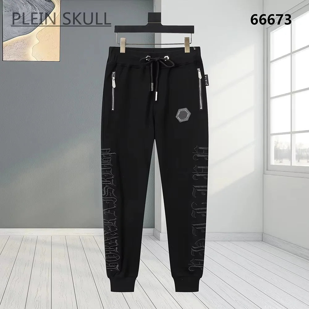 Plein Skull Men's Zipper Stand up Collar Sports Set Gothic Jacket Running Pants 2-piece Set Streetwear Autumn/Winter Daily Party