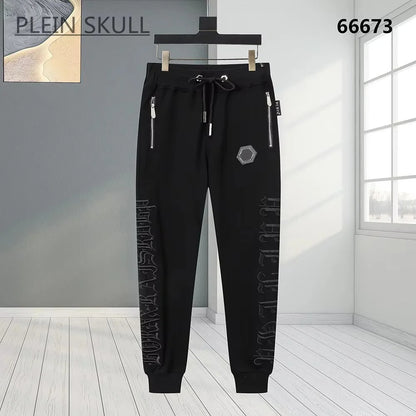Plein Skull Men's Zipper Stand up Collar Sports Set Gothic Jacket Running Pants 2-piece Set Streetwear Autumn/Winter Daily Party