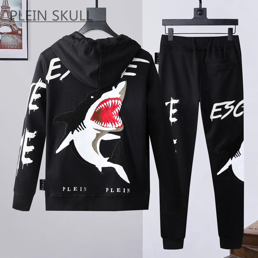 Plein Skull Hip Hop Luxury Suit Shark Pattern Spring and Autumn Coat Panth Men's Outdoor Casual Punk Gothic Luxury Brand Suit