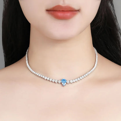 Vexaro DVS1 Pear Moissanite Necklace Women 925 Silver | Vexaro