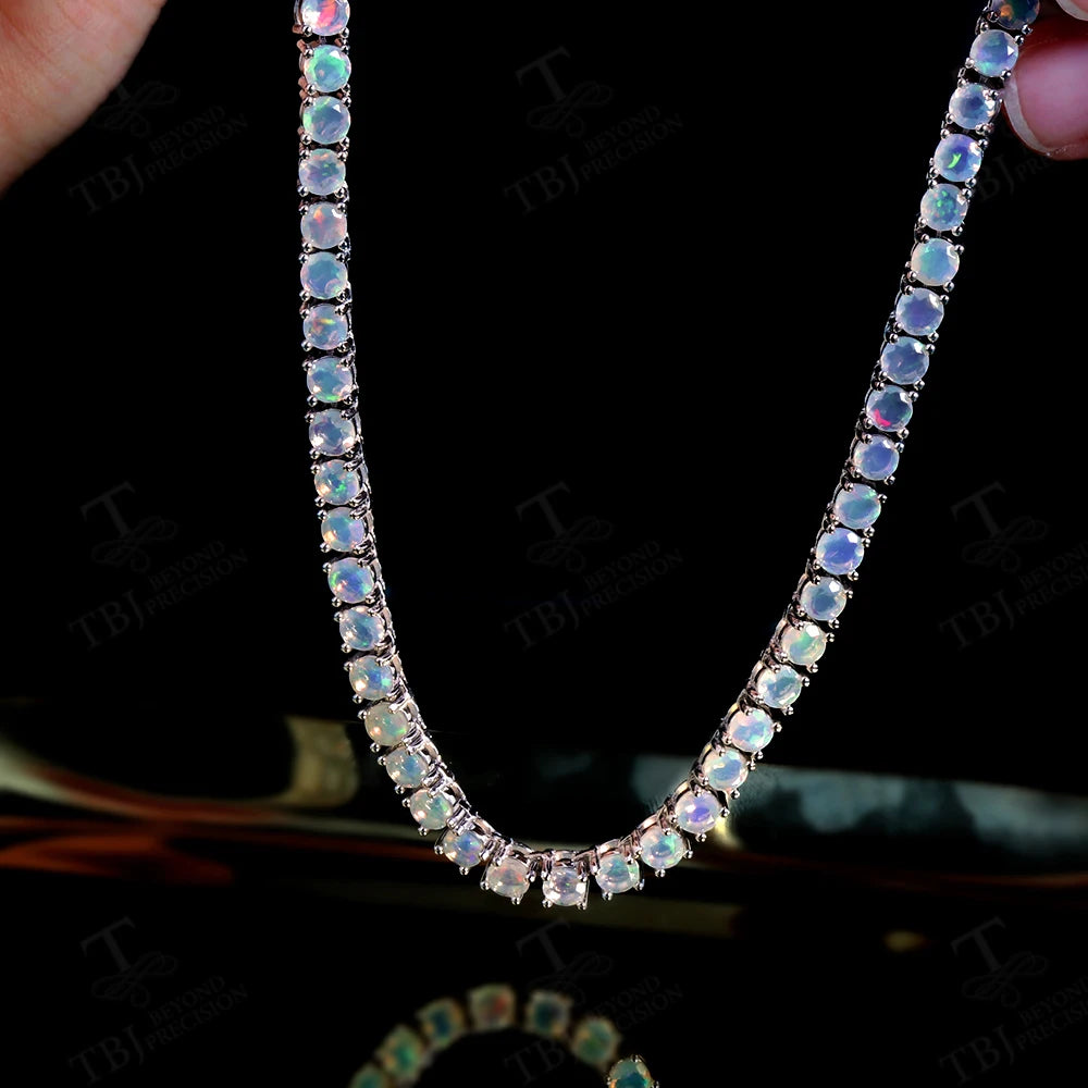 Classic design 50cm Opal Necklace 925 sterling silver natural gems fine jewelry for women girls mom anniversary birthday gift