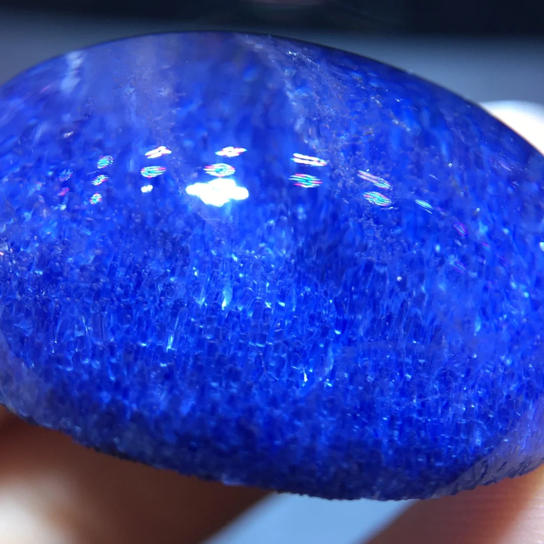 Natural Blue Rutilated Dumortierite Quartz Pendant 30/24/12.1mm Clear Flower Necklace Gold Jewelry AAAAAAA