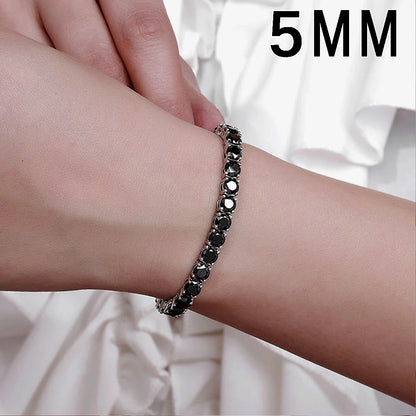 S925 Sterling Silver Black Moissanite Tennis Bracelet Full Paved Iced Out Hip Hop Street Style Unisex Luxury Jewelry Gift