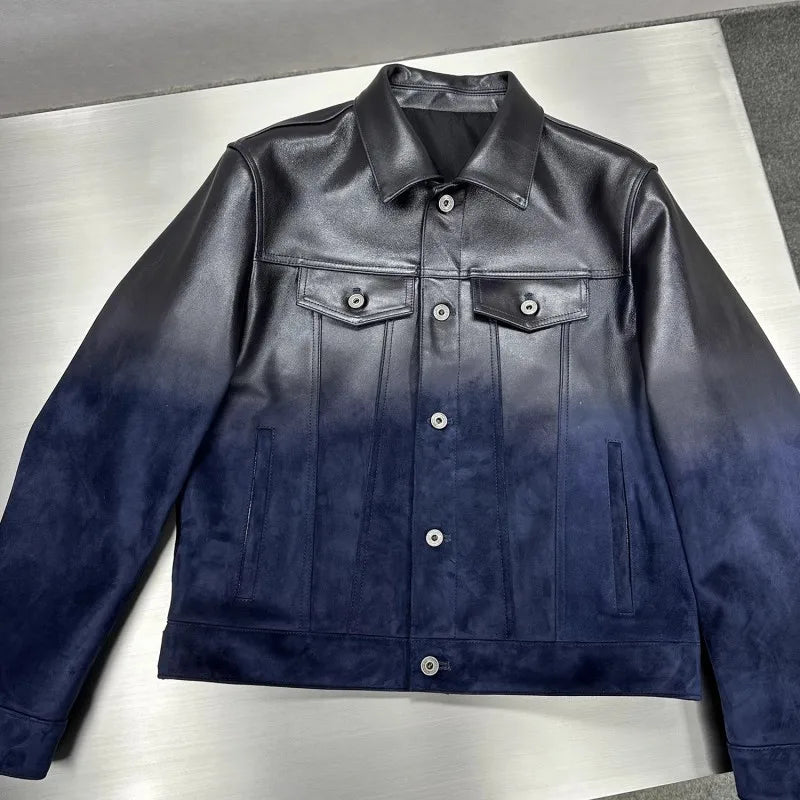 Black leather jacket on a metallic surface