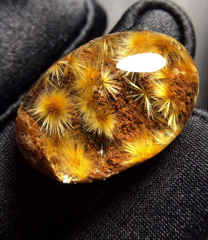 Natural Gold Rutilated Quartz Pendant Flower Oval Rutilated Quartz Jewelry 26.3*18.2*10.8mm Men Women Brazil AAAAAAA