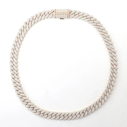 Rose gold chain necklace on a white background