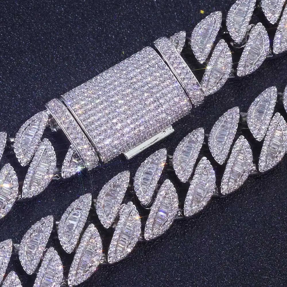 925 Silver 20mm 3-Row VVS Moissanite Cuban Chain | Vexaro